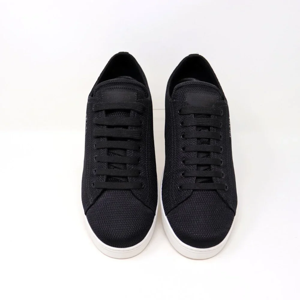 Prada 41 Black Sneaker Mesh Knit Fabric 3E6187 - Picture 6 of 12